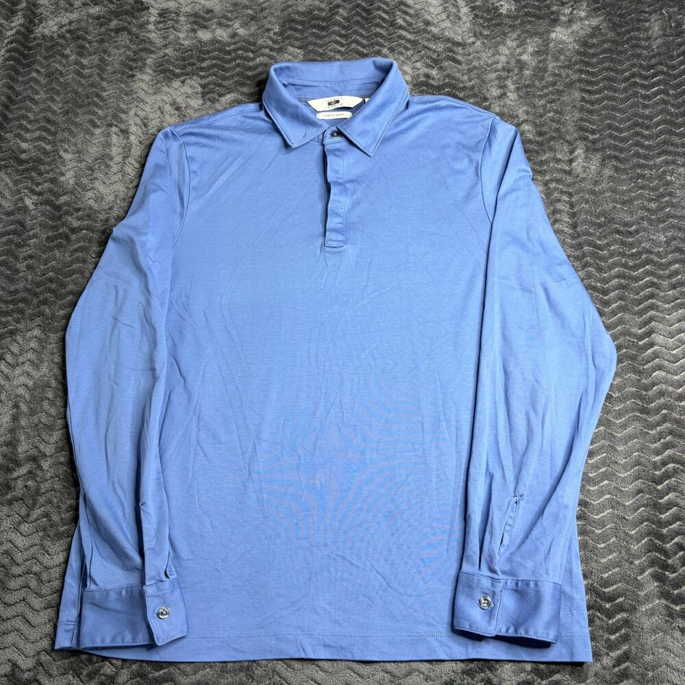 Joseph Abboud NWT Blue Polo LS Shirt Men's Large 100% Pima Liquid Soft Cotton